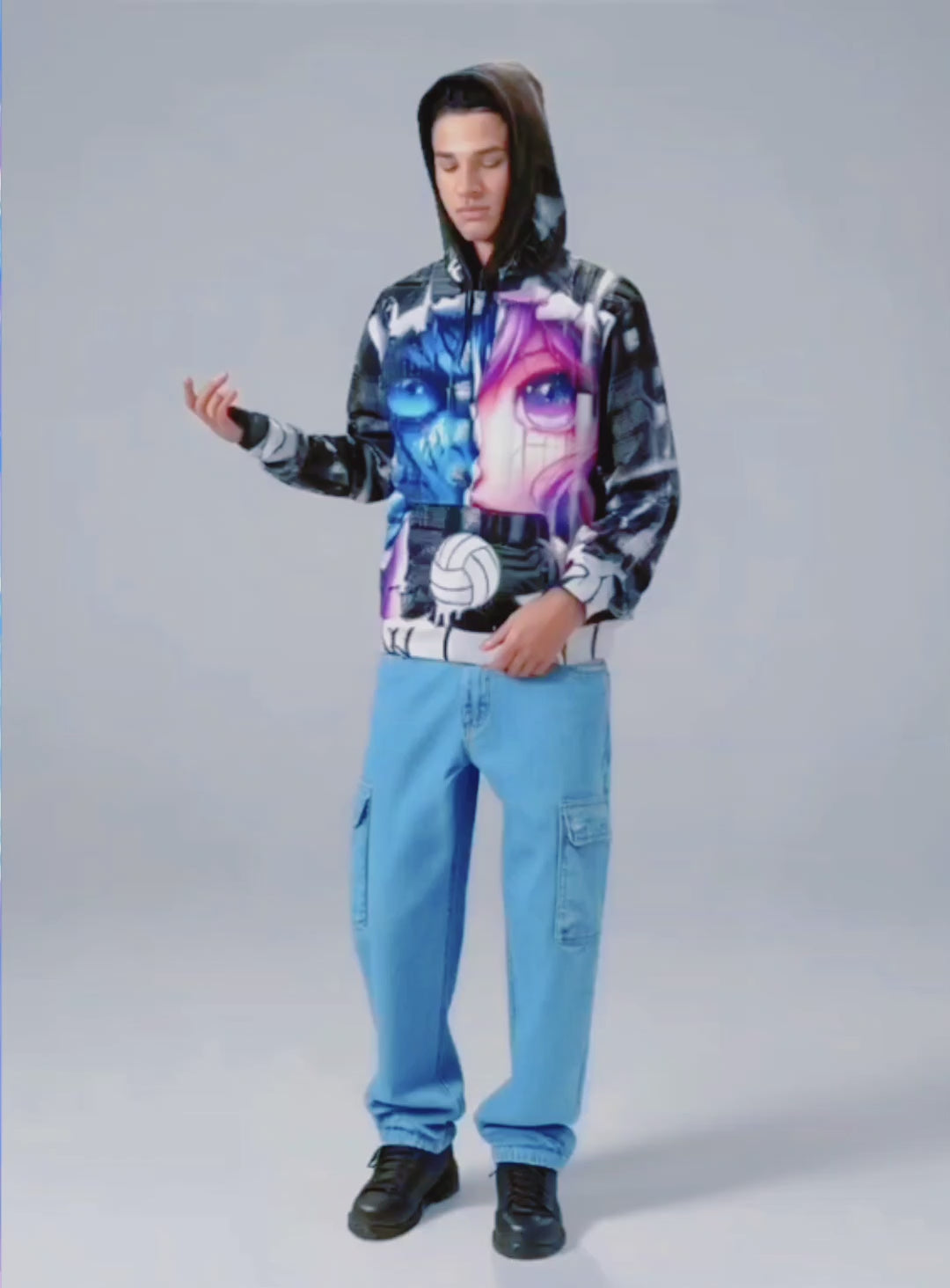 Digital Split Cyber-Vibe Hoodie