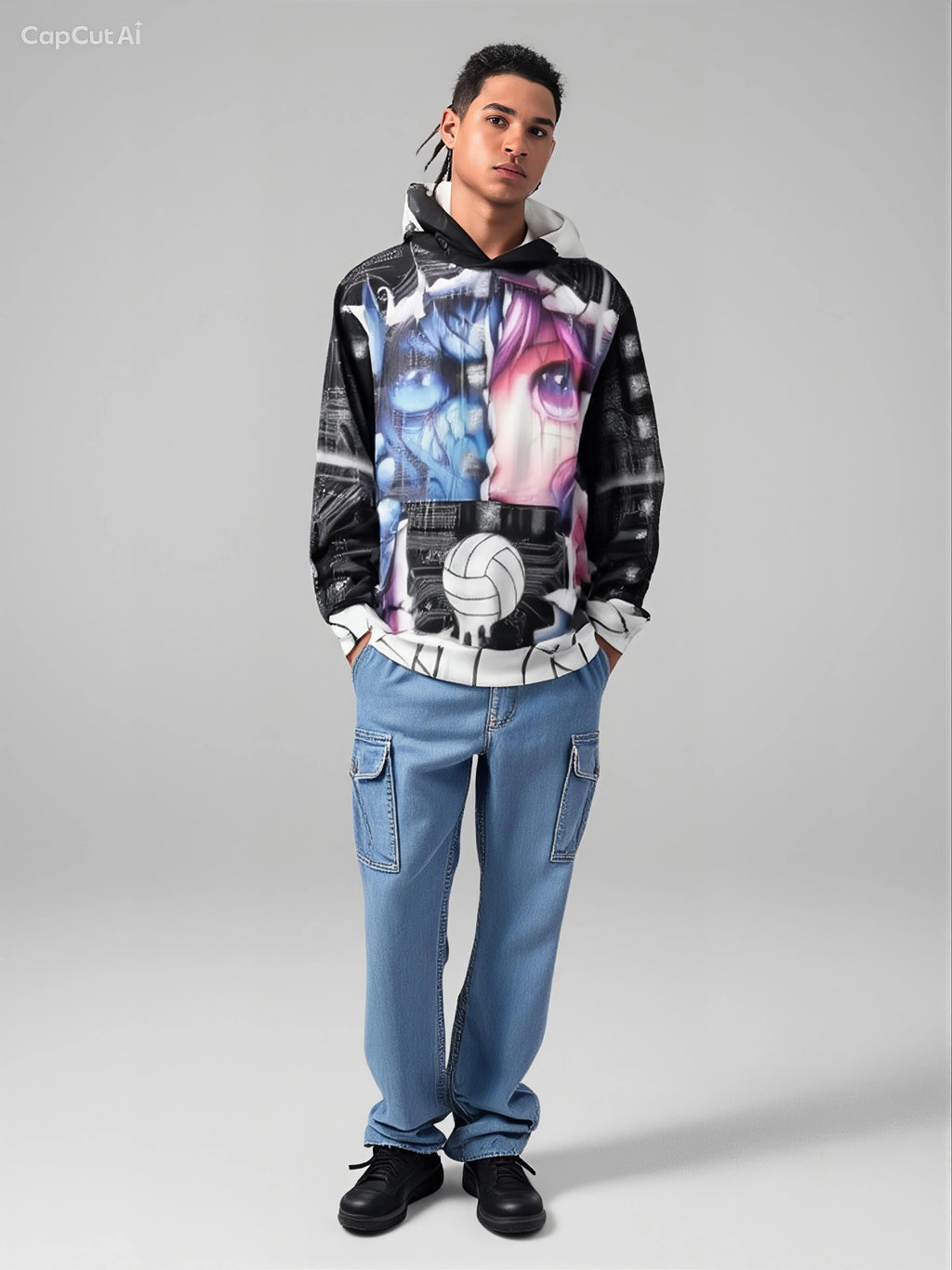 Digital Split Cyber-Vibe Hoodie