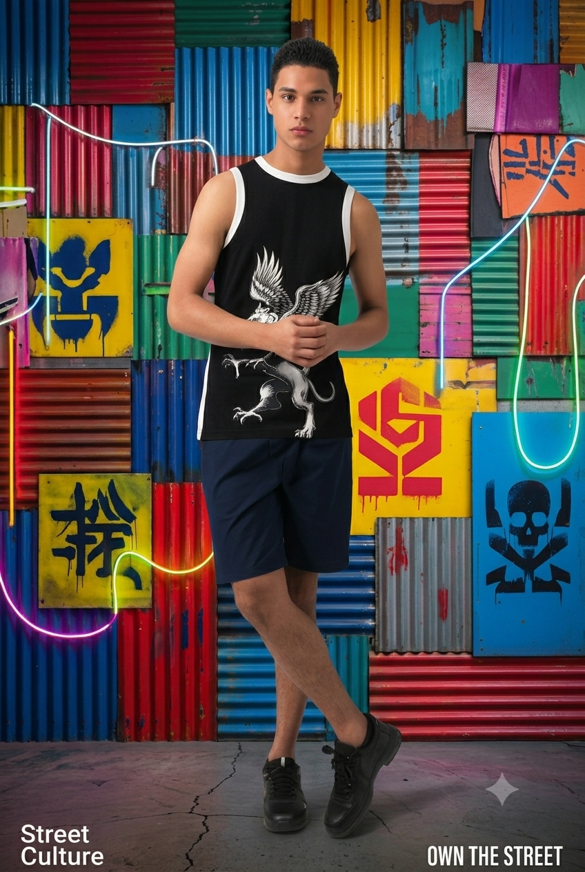 Youth Recycled Basketball Jersey Mythic Winged Beast Mesh Singlet Mythical Gryphon Black & White Jersey Tank