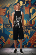 Youth Recycled Basketball Jersey Mythic Winged Beast Mesh Singlet Mythical Gryphon Black & White Jersey Tank