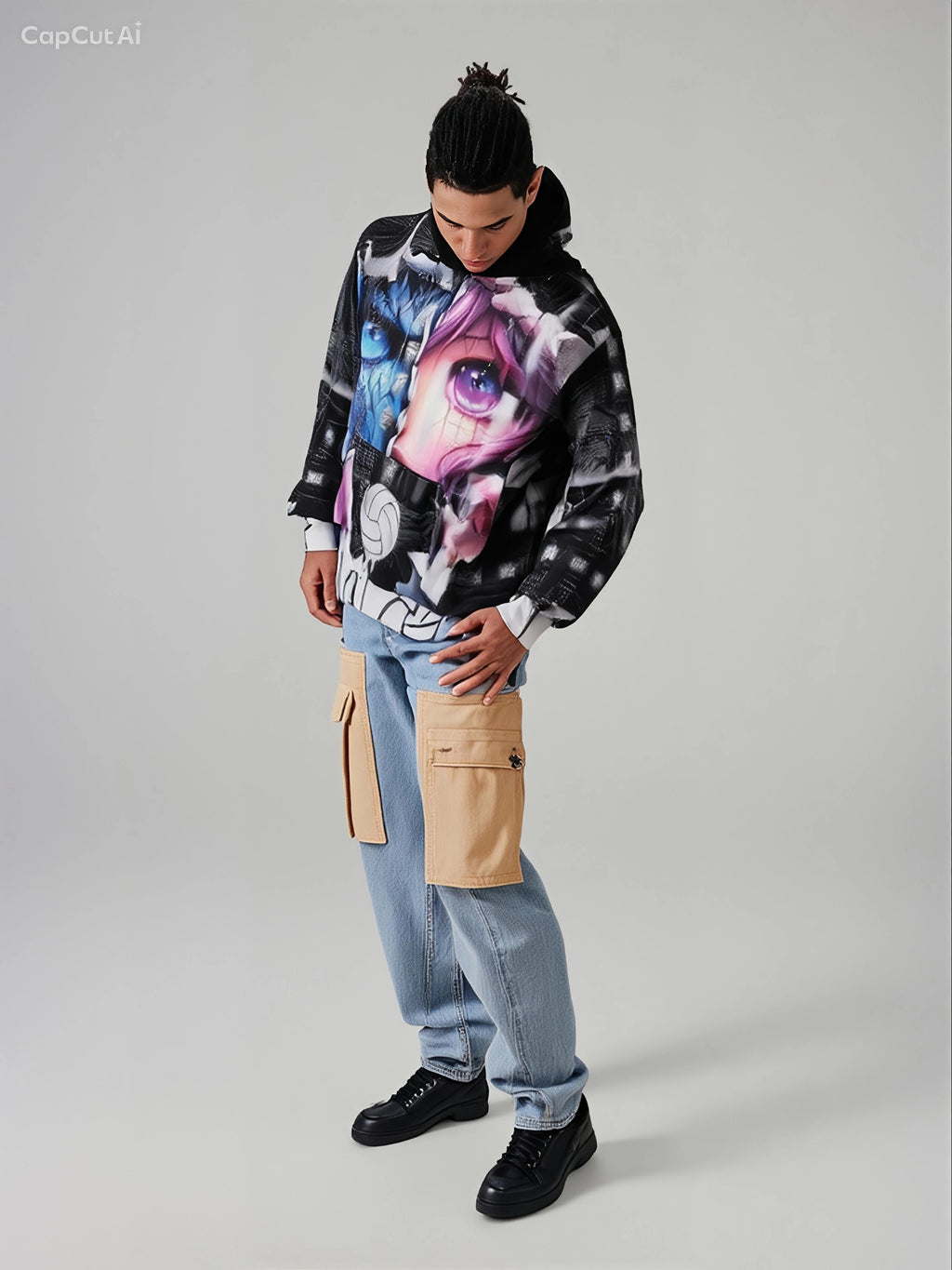 Digital Split Cyber-Vibe Hoodie