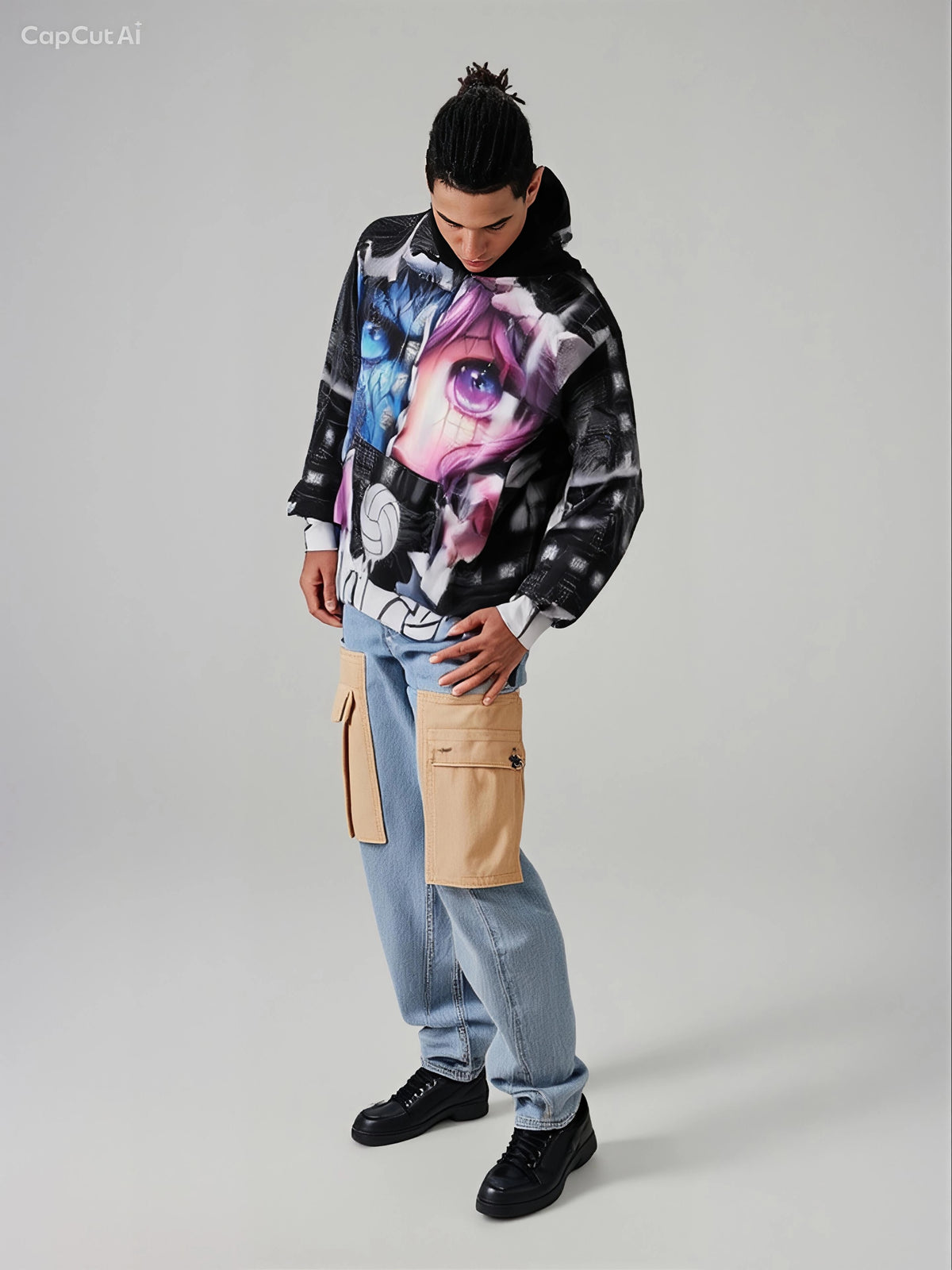 Digital Split Cyber-Vibe Hoodie