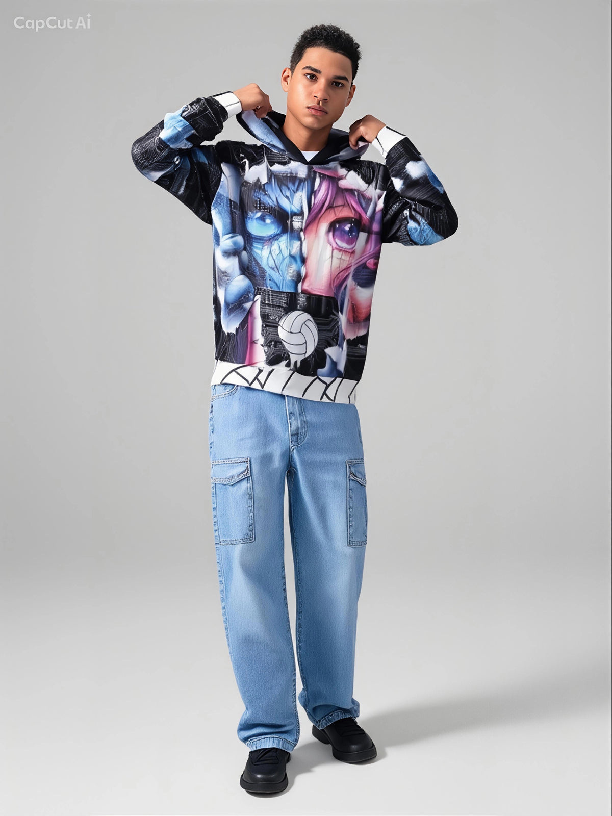 Digital Split Cyber-Vibe Hoodie