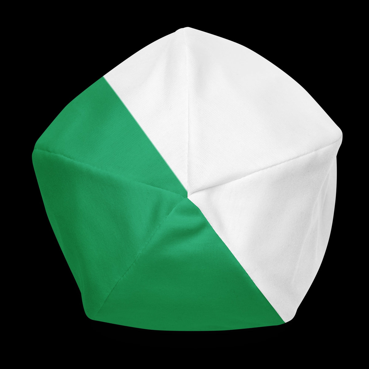 Street Culture double-layered beanie with a diagonal split design in white and green polyester fabric